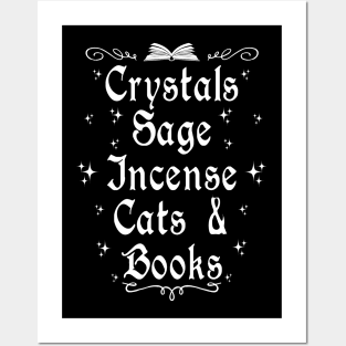 Crystals Sage Incense Cats and Books Posters and Art